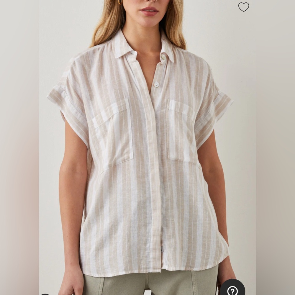 Rails Cito Shirt Shore Stripe linen blend top button down